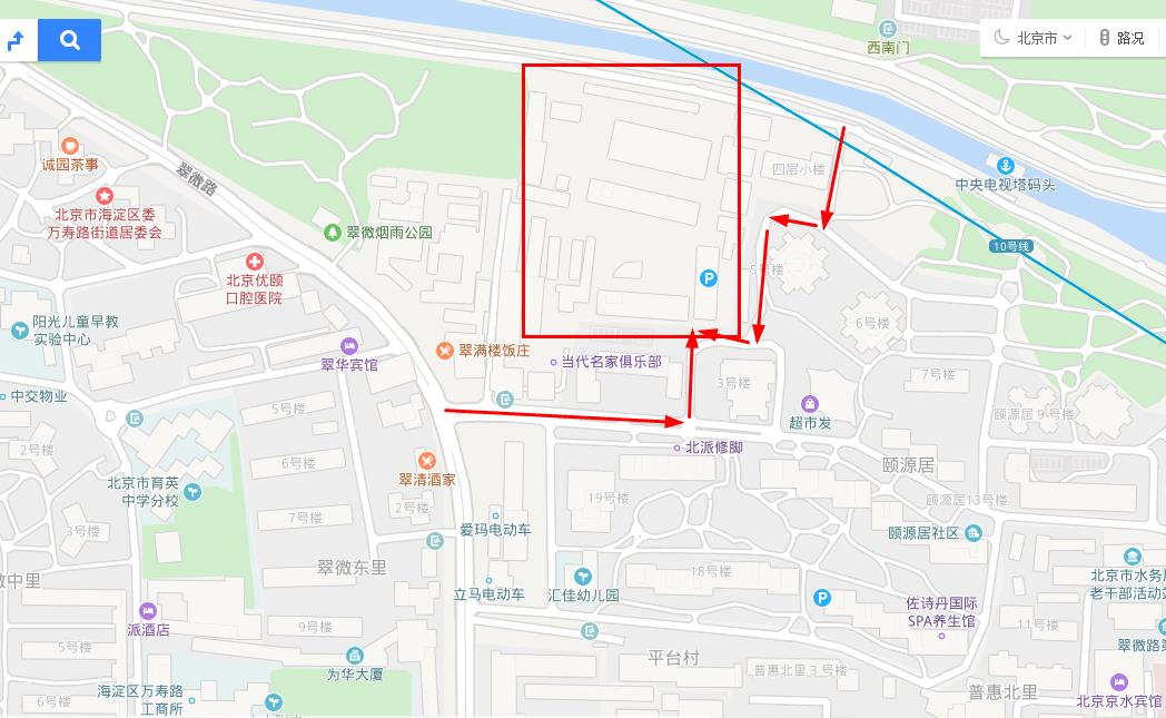 6翠微路4号院（颐源居内）进北京教科院路线示意图.jpg